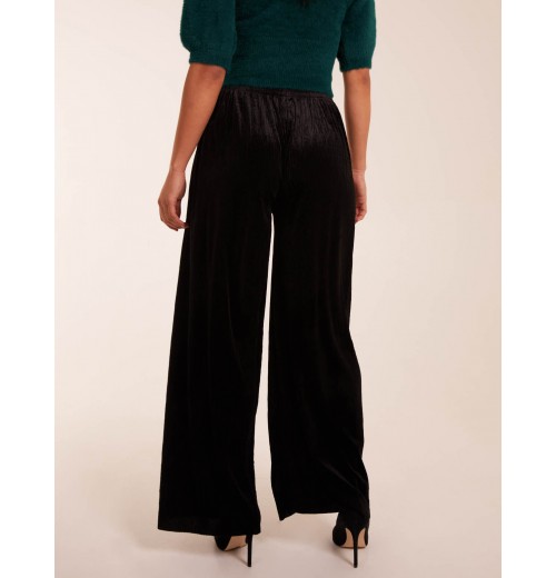 Wide Leg Textured Velour Trouser