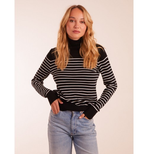 Thin Stripe Roll Neck Jumper