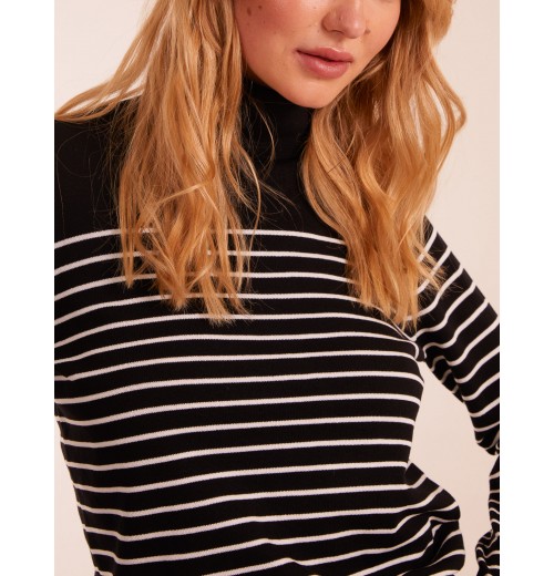 Thin Stripe Roll Neck Jumper