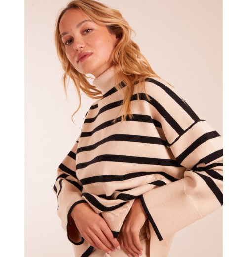 Wide Stripe Roll Neck Jumper