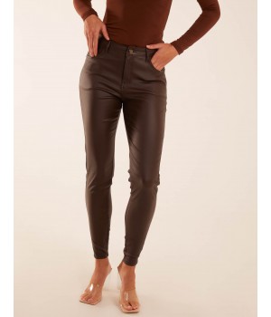 PU Mid Rise Coated Skinny Jeans