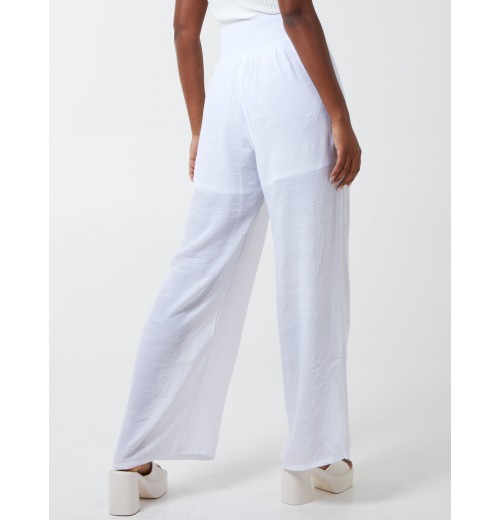 Shirring Waist Wide Leg Trousers