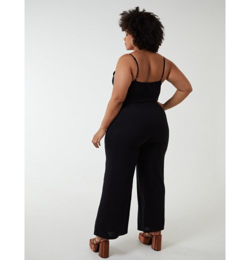 Curve Button Front Strappy Jumpsuit