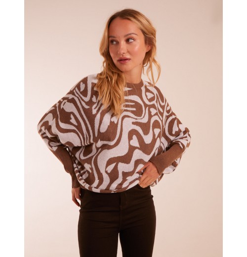 Geometric Swirl Batwing Jumper