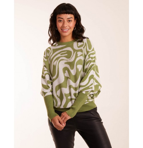 Geometric Swirl Batwing Jumper